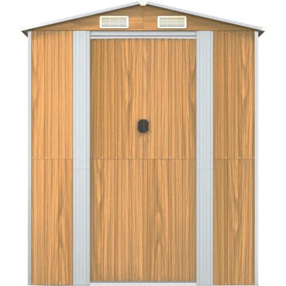 Trädgårdsskjul ljusbrun 192x523x223 cm galvaniserat stål