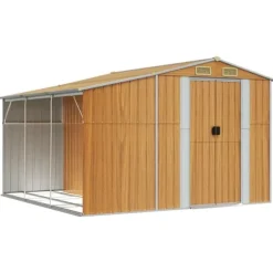 Trädgårdsskjul ljusbrun 277x279x179 cm galvaniserat stål