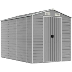 Trädgårdsskjul ljusgrå 191x300x198 cm galvaniserat stål