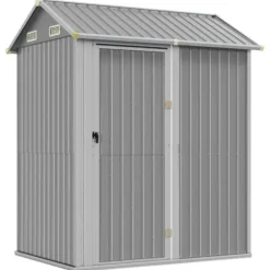 Trädgårdsskjul ljusgrå 192x152,5x237 cm galvaniserat stål