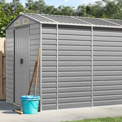 Trädgårdsskjul ljusgrå 191x810x198 cm galvaniserat stål