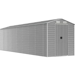 Trädgårdsskjul ljusgrå 191x810x198 cm galvaniserat stål