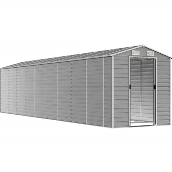 Trädgårdsskjul ljusgrå 191x810x198 cm galvaniserat stål