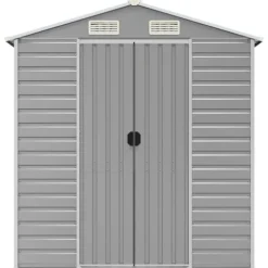 Trädgårdsskjul ljusgrå 191x810x198 cm galvaniserat stål