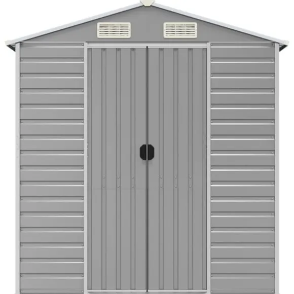 Trädgårdsskjul ljusgrå 191x810x198 cm galvaniserat stål