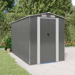 Trädgårdsskjul ljusgrå 192x357x223 cm galvaniserat stål