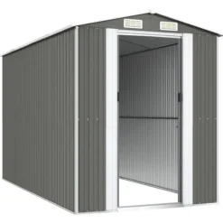 Trädgårdsskjul ljusgrå 192x357x223 cm galvaniserat stål