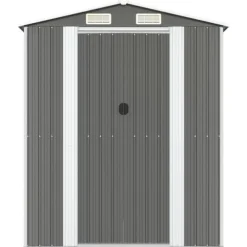 Trädgårdsskjul ljusgrå 192x772x223cm galvaniserat stål