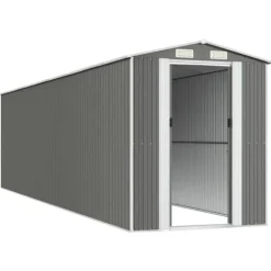 Trädgårdsskjul ljusgrå 192x772x223cm galvaniserat stål