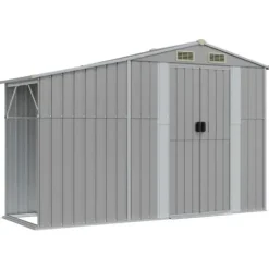 Trädgårdsskjul med ventilering - Robust förvaring i galvaniserat stål | Färg: Grå | Storlek: 277x93x179 cm