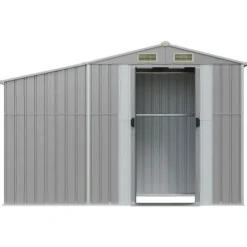 Trädgårdsskjul med ventilering - Robust förvaring i galvaniserat stål | Färg: Grå | Storlek: 277x93x179 cm