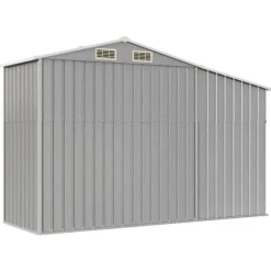 Trädgårdsskjul med ventilering - Robust förvaring i galvaniserat stål | Färg: Grå | Storlek: 277x93x179 cm