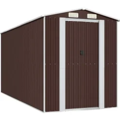 Trädgårdsskjul mörkbrun 192x440x223 cm galvaniserat stål