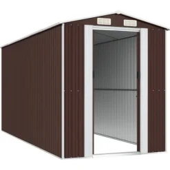 Trädgårdsskjul mörkbrun 192x440x223 cm galvaniserat stål