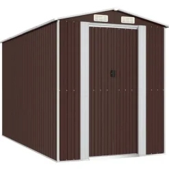 Trädgårdsskjul mörkbrun 192x357x223 cm galvaniserat stål