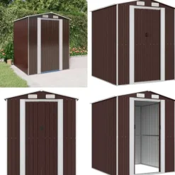 Trädgårdsskjul mörkbrun 192x191x223 cm galvaniserat stål - Trädgårdsbod - Trädgårdsboder - Home & Living