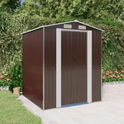 Trädgårdsskjul mörkbrun 192x191x223 cm galvaniserat stål - Trädgårdsbod - Trädgårdsboder - Home & Living