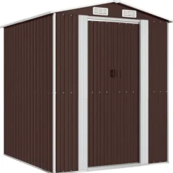 Trädgårdsskjul mörkbrun 192x191x223 cm galvaniserat stål - Trädgårdsbod - Trädgårdsboder - Home & Living