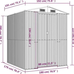 Trädgårdsskjul mörkbrun 192x191x223 cm galvaniserat stål - Trädgårdsbod - Trädgårdsboder - Home & Living