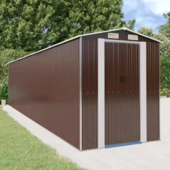 Trädgårdsskjul mörkbrun 192x855x223 cm galvaniserat stål