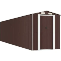Trädgårdsskjul mörkbrun 192x855x223 cm galvaniserat stål