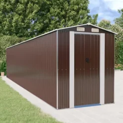 Trädgårdsskjul mörkbrun 192x938x223 cm galvaniserat stål