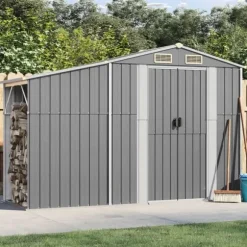Trädgårdsskjul 277x93x179 cm grå galvaniserat stål