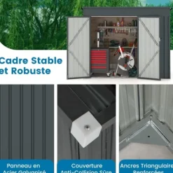 Trädgårdsskjul, 235x117x185 cm, Mörkgrå