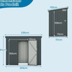 Trädgårdsskjul, 235x117x185 cm, Mörkgrå