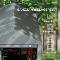 Trädgårdsskjul/lager­tält, robust och vädertåligt, stålram, 1,2×1,8×1,6 m, mörkgrå