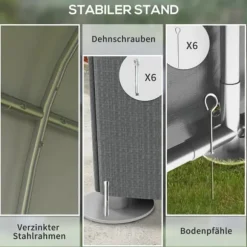 Trädgårdsskjul/lager­tält, robust och vädertåligt, stålram, 1,2×1,8×1,6 m, mörkgrå