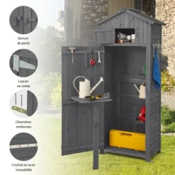 Trädgårdsskåp, 75x50x180,5 cm, Grå
