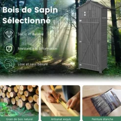 Trädgårdsskåp, 75x50x180,5 cm, Grå