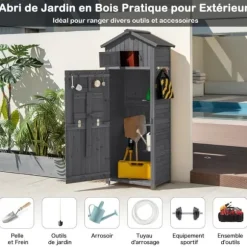 Trädgårdsskåp, 75x50x180,5 cm, Grå