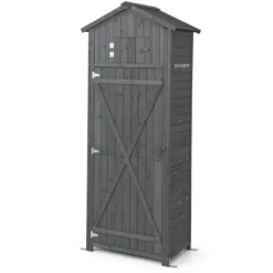 Trädgårdsskåp, 75x50x180,5 cm, Grå