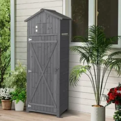 Trädgårdsskåp, 75x50x180,5 cm, Grå