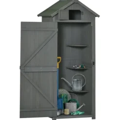 Trädgårdsskåp, 77x54,2x179 cm, Grågrön