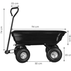 Trädgårdssläp - Springos® - 75L - 250 kg - 4 hjul - Tipping-funktion