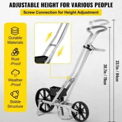 Trädgårdssåmaskin i metall, med 6 fröplattor, manuell radsådd för gräsfrön och bakgårdsjordbruk.