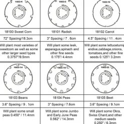Trädgårdssåmaskin i metall, med 6 fröplattor, manuell radsådd för gräsfrön och bakgårdsjordbruk.