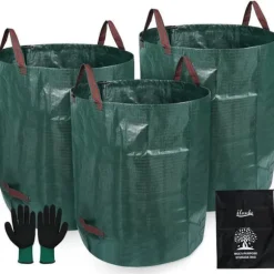 Trädgårdssoppsäckar - A365 - 3-pack - 272 L - Robust polypropen - Fällbara och självsamlande