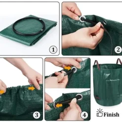 Trädgårdssoppsäckar - A365 - 3-pack - 272 L - Robust polypropen - Fällbara och självsamlande