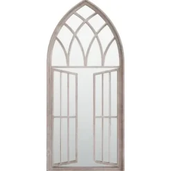 Trädgårdsspegel i järn med rosteffekt - Antik design för utomhusbruk | Storlek: 100x45 cm | Färg: Sand