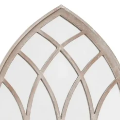 Trädgårdsspegel i järn med rosteffekt - Antik design för utomhusbruk | Storlek: 100x45 cm | Färg: Sand