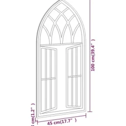 Trädgårdsspegel i järn med rosteffekt - Antik design för utomhusbruk | Storlek: 100x45 cm | Färg: Sand