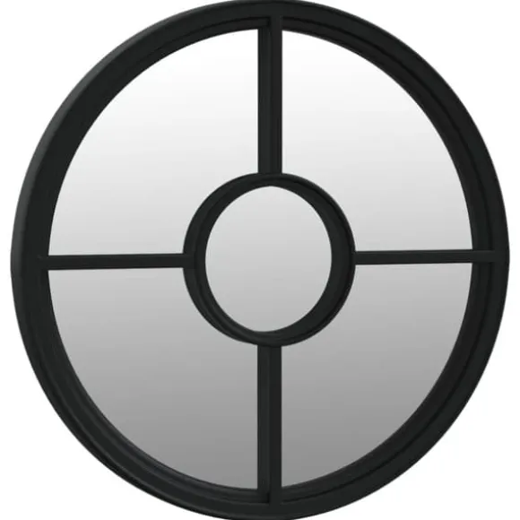 Trädgårdsspegel rund i svart järn för utomhusbruk | Storlek: 60x4 cm