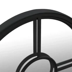 Trädgårdsspegel rund i svart järn för utomhusbruk | Storlek: 60x4 cm