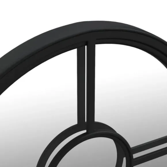 Trädgårdsspegel rund i svart järn för utomhusbruk | Storlek: 60x4 cm