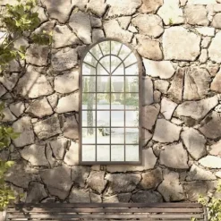 Trädgårdsspegel sand 90x45 cm järn för utomhusbruk