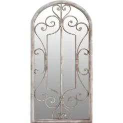 Trädgårdsspegel sandfärgad 70x30 cm järn för utomhusbruk